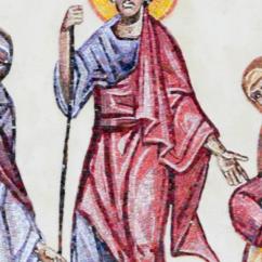Mosè è raffigurato nella festa della prima Pasqua in atteggiamento simile a quello di Gesù risorto 