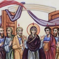 Nel cenacolo a porte spalancate Maria e gli undici apostoli 